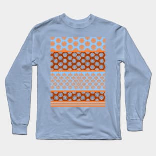 Japanese Geometric Classic Motif Patchwork Pattern Orange Long Sleeve T-Shirt